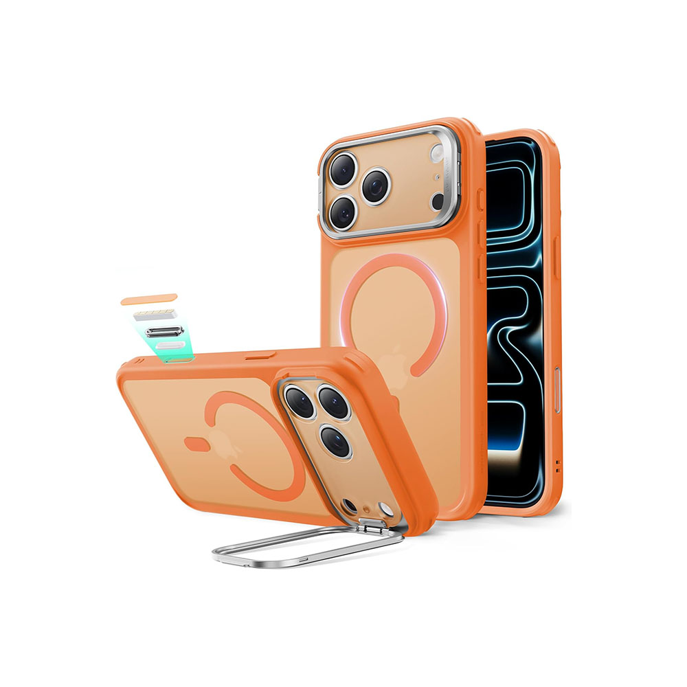 71V6hwozliL._AC_SL1500_ ESR iPhone 17 Series Classic Stash Stand Case with Camera Control Button (Frosted Orange) - Image 1